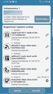 Ve.Connect - popis registriranih uređaja